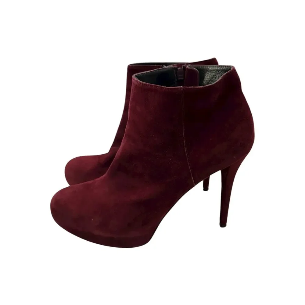MICHAEL Michael Kors Burgundy Suede Platform Stiletto Ankle Boots 11M